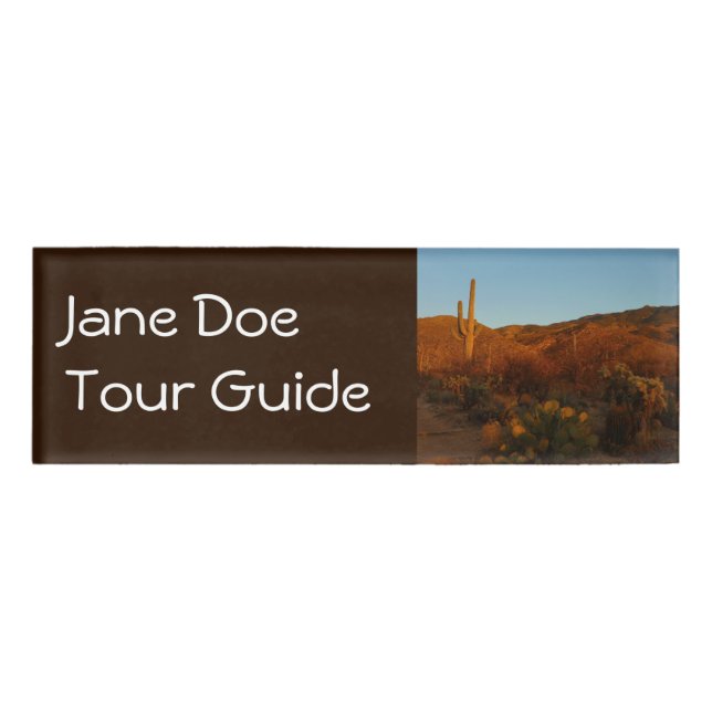 Badge D'identification Saguaro Sunset I Arizona Désert Paysage (Devant)