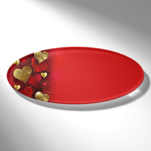 Badge D'identification Saint-Valentin dorés et rouges
