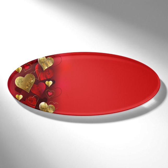 Badge D'identification Saint-Valentin dorés et rouges (Devant)