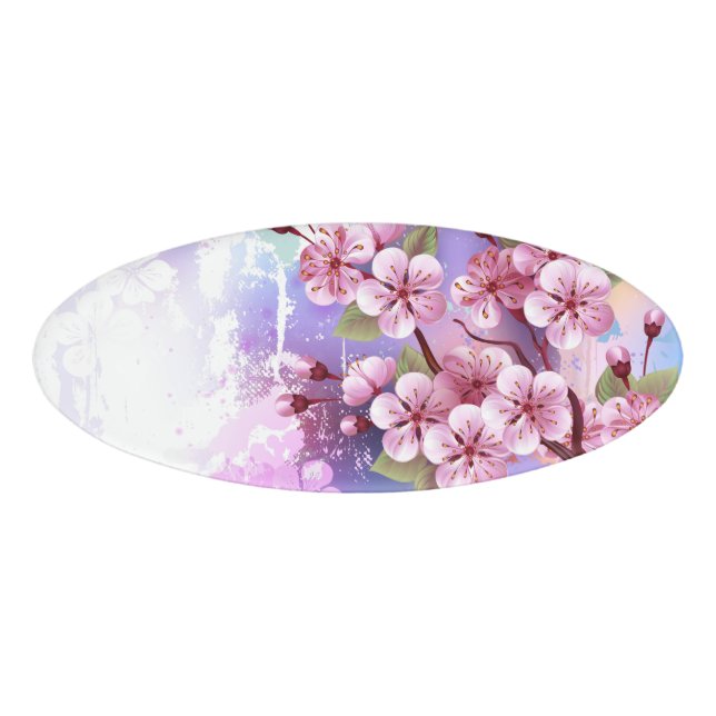 Badge D'identification Sakura rose sur la peinture Arrière - plan (Devant)