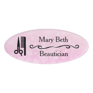 Badge D'identification Salon de beauté Beauticienne personnalisé Mots clé