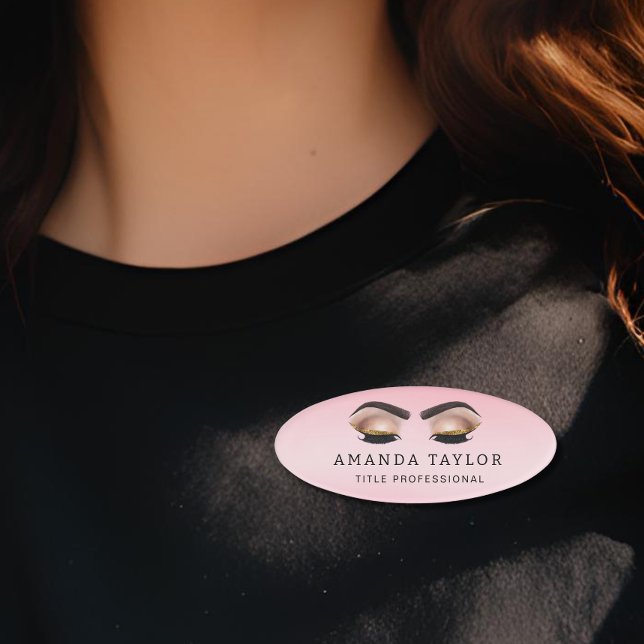 Badge D'identification Salon de beauté Spa maquillage rose professionnel (Créateur téléchargé)