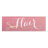 Salon de maquillage moderne ciseaux d'or rose