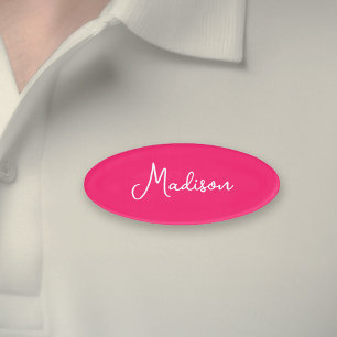 Badge D'identification Script de prénom rose chaud