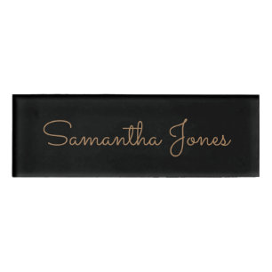 Badge D'identification Script d'or minimaliste moderne Mariage personnali