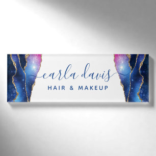 Badge D'identification Script Signature Agate Galaxie Étoiles Célestes