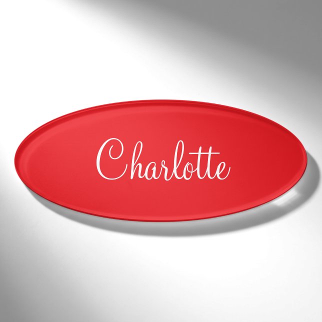 Badge D'identification Script simple élégant prénom Red Business (Devant)