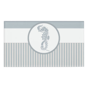 Badge D'identification Seahorse Bleu Classique Nautique Élégant