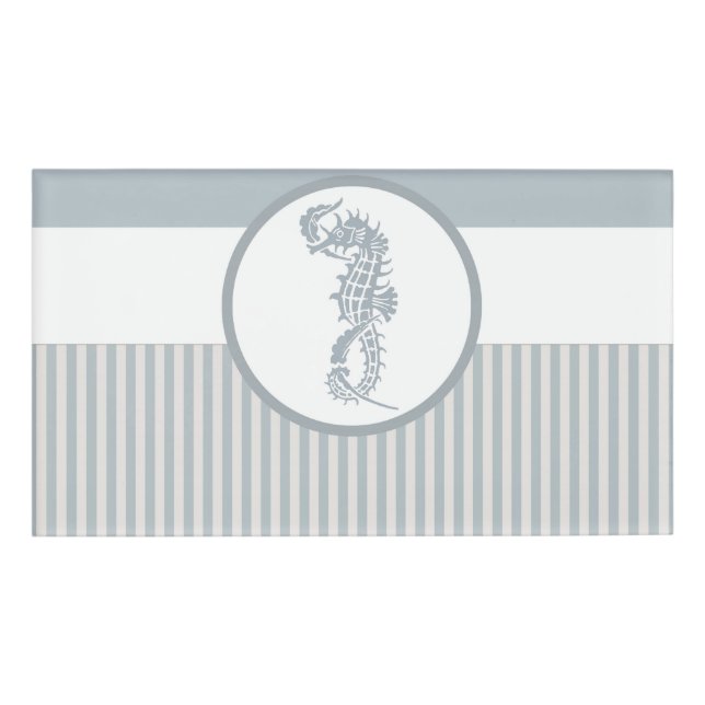 Badge D'identification Seahorse Bleu Classique Nautique Élégant (Devant)