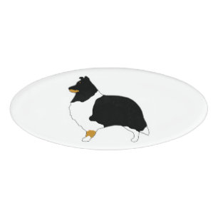 Badge D'identification shetland sheepdog noir blanc et tan silo