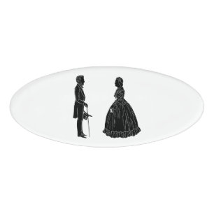 Badge D'identification silhouette d'abraham lincoln et de mary todd linco