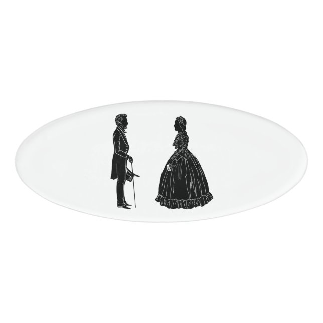 Badge D'identification silhouette d'abraham lincoln et de mary todd linco (Devant)
