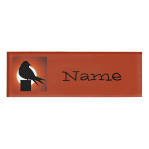 Badge D'identification Silhouette d'oiseau noir Sun Thunder_Cove