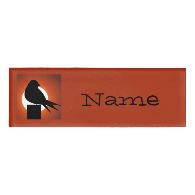 Badge D'identification Silhouette d'oiseau noir Sun Thunder_Cove (Devant)