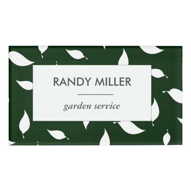 Badge D'identification Silhouette feuilles blanches vertes (Devant)