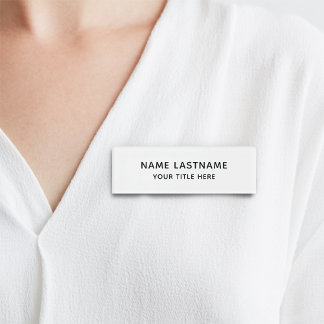 Badge D'identification Simple Basic Minimal Blanc Moderne Titre noir