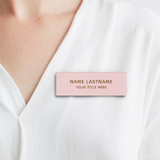 Badge D'identification Simple Basic Minimal Blush Pink Titre moderne
