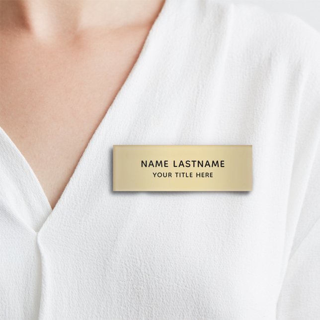 Badge D'identification Simple Basic Minimal Faux Gold Modern Sleek Titre (Créateur téléchargé)