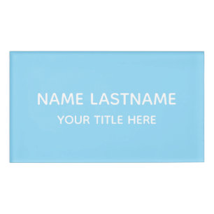 Badge D'identification Simple Bleu Ciel De Base Minimaliste Moderne