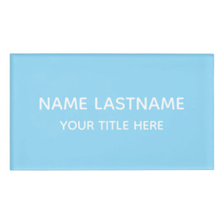 Badge D'identification Simple Bleu Ciel De Base Minimaliste Moderne