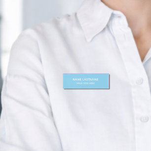 Badge D'identification Simple Bleu Ciel De Base Minimaliste Moderne
