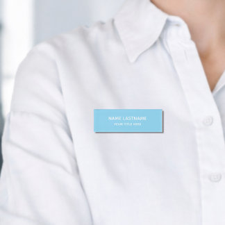 Badge D'identification Simple Bleu Ciel De Base Minimaliste Moderne