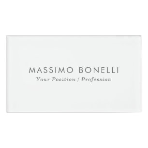 Badge D'identification Simple Élégant Minimaliste Moderne Blanc