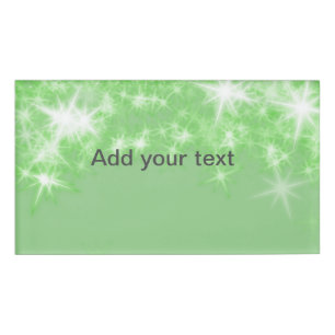 Badge D'identification Simple Green glitter sparkle stars add your text  