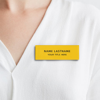 Badge D'identification Simple Jaune Minimaliste Moderne Titre Personnalis