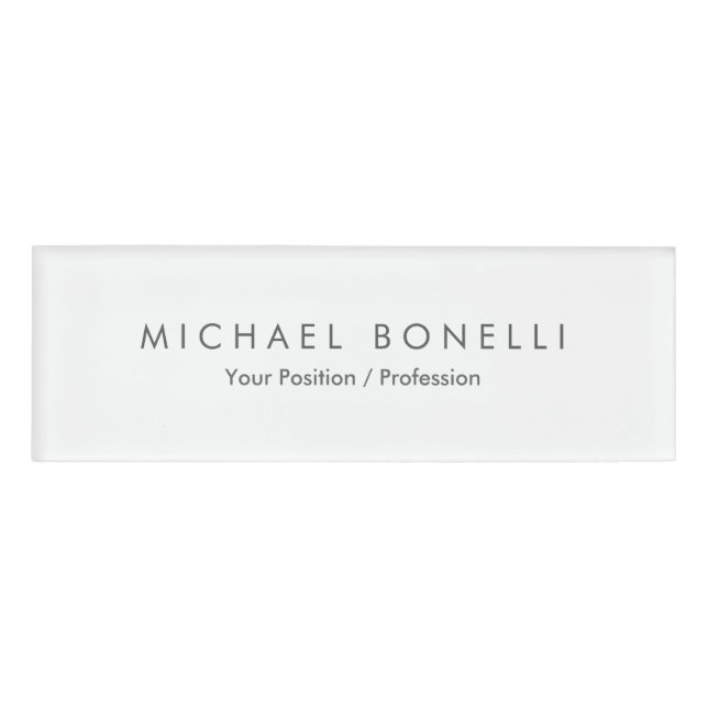 Badge D'identification Simple minimaliste simple élégant blanc moderne (Devant)