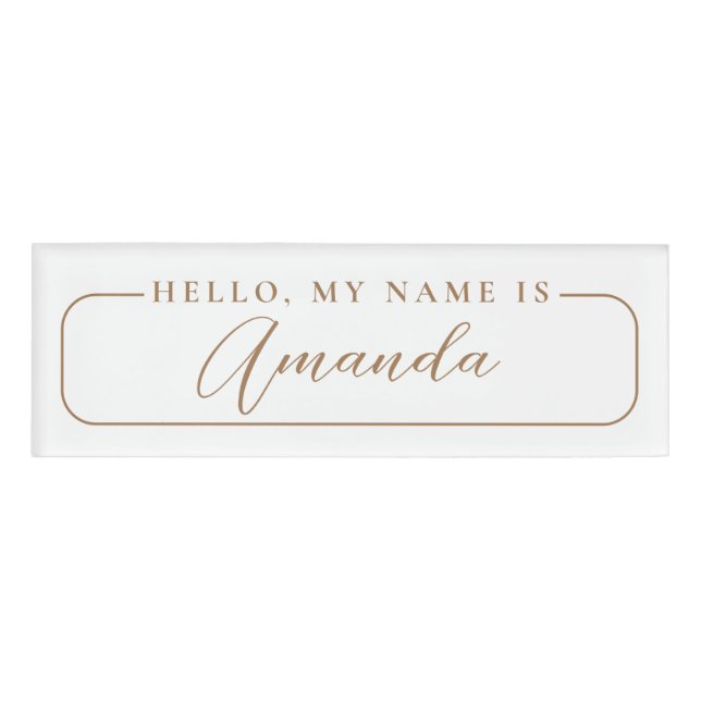 Badge D'identification Simple moderne or élégant mariage blanc (Devant)