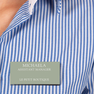 Badge D'identification Simple Sage Green Professionnel