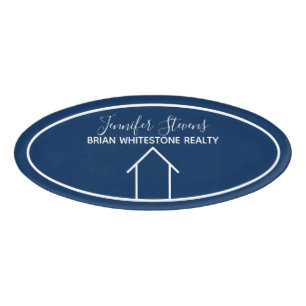 Badge D'identification Société immobilière Custom Navy Blue Realtor