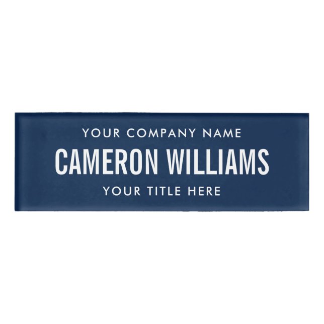 Badge D'identification Société, nom et titre magnétique bleu foncé (Devant)