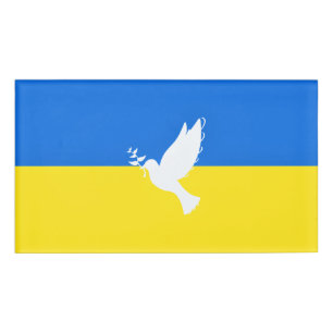 Badge D'identification Soutien Ukraine Nom Balise Peace Dove drapeau ukra