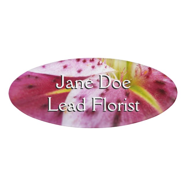 Badge D'identification Stargazer Lily brillant Magenta Floral (Devant)