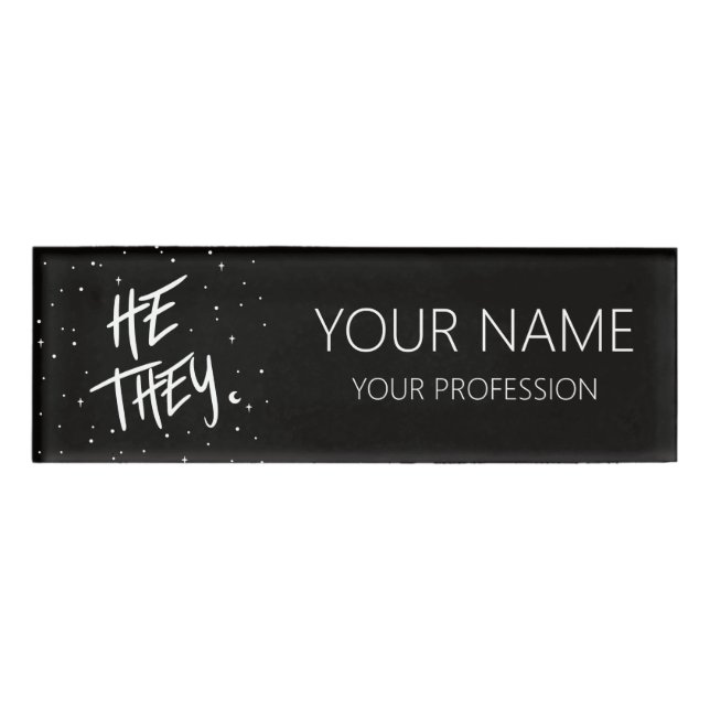 Badge D'identification Stars He Ils Pronounouns (Devant)
