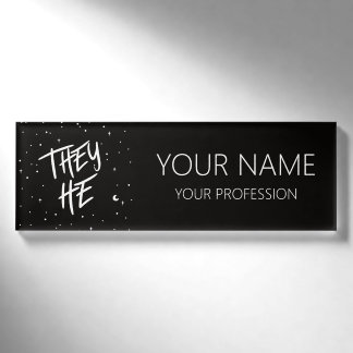 Badge D'identification Stars Ils Il Pronouns