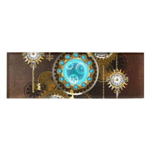 Badge D'identification Steampunk Arrière - plan rouillé avec des lentille