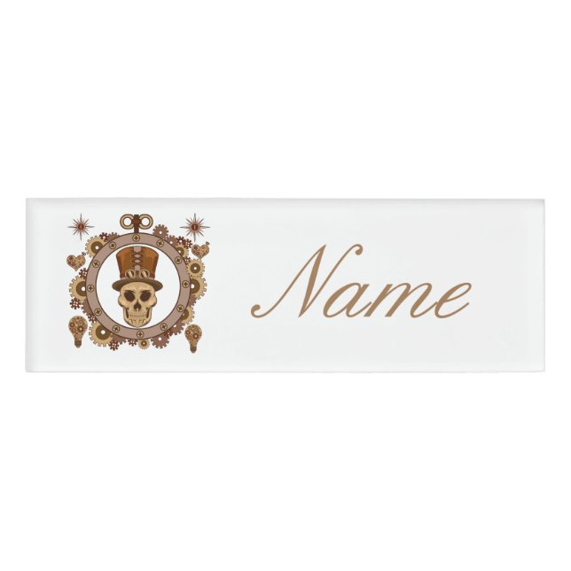 Badge D'identification Steampunk Thème Top Hat Skull Thunder_Cove (Devant)