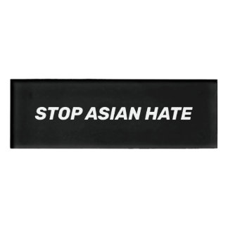 Badge D'identification Stop Asian Hate, panneau noir blanc