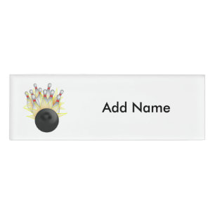 Badge D'identification STRIKE ! Bowling Ball and Pins