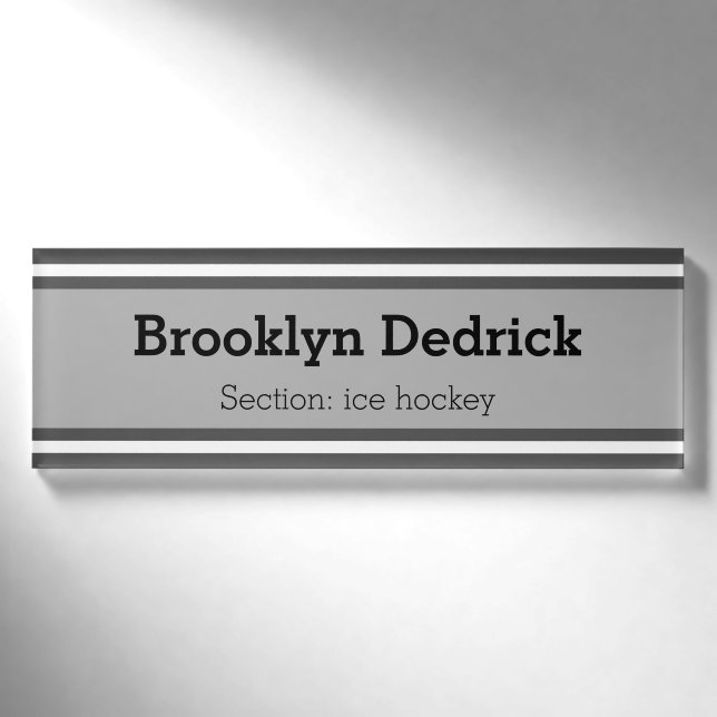 Badge D'identification STRIPES SPORTIFS - Blanc gris + vos idées (Devant)