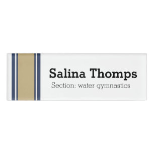 Badge D'identification STRIPES SPORTIFS - bleu beige gris + vos idées