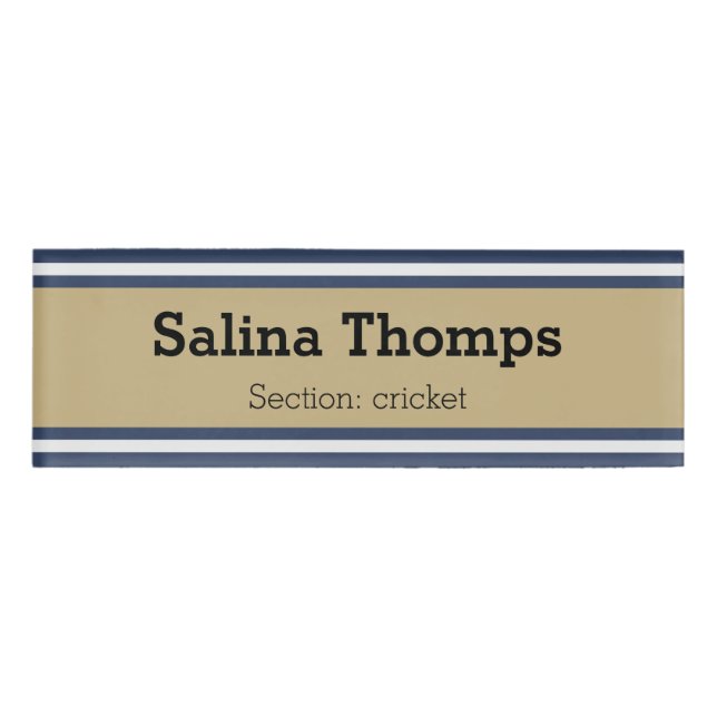 Badge D'identification STRIPES SPORTIFS - bleu beige gris + vos idées (Devant)