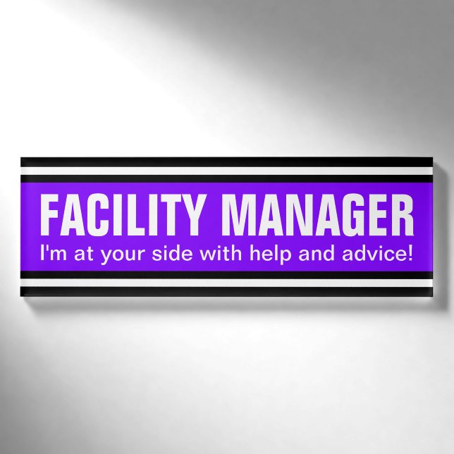 Badge D'identification STRIPES SPORTIVES - Violet Noir Blanc + vos idées (Devant)