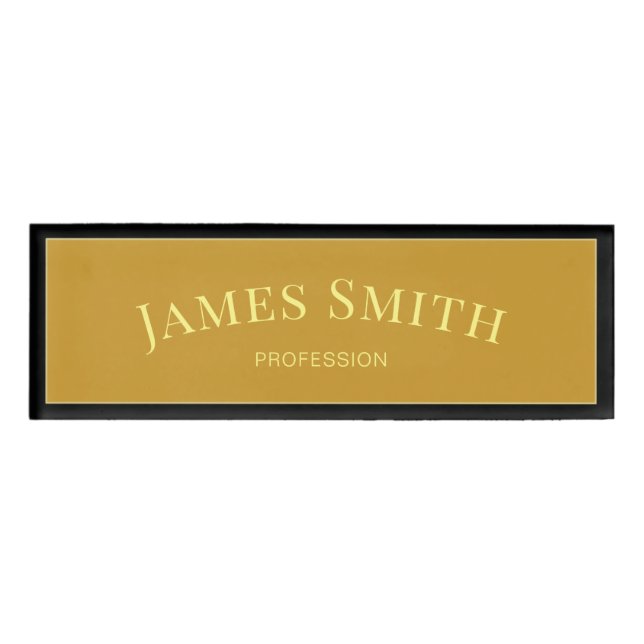 Badge D'identification Stylish Mustard Jaune & Noir Trendy Professional (Devant)