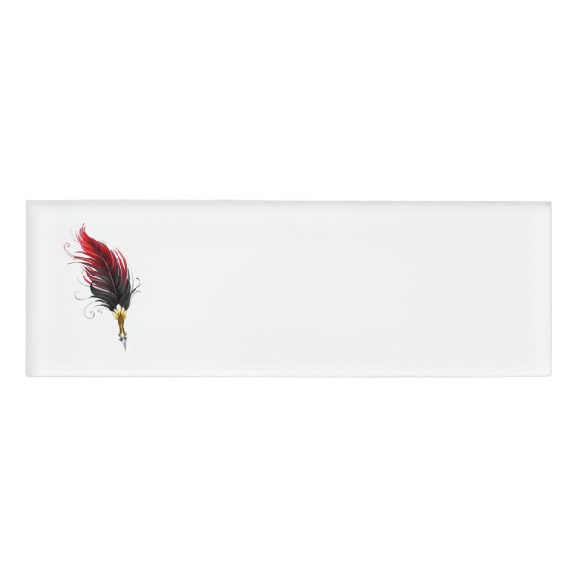 Badge D'identification Stylo rouge en plumes avec nib or (Devant)