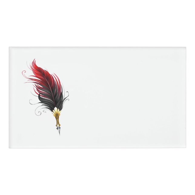 Badge D'identification Stylo rouge en plumes avec nib or (Devant)