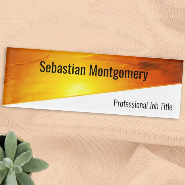 Badge D'identification Sunset Orange Artwork Geometry Professional (Créateur téléchargé)